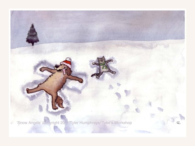 Christmas Cat Dog Snow