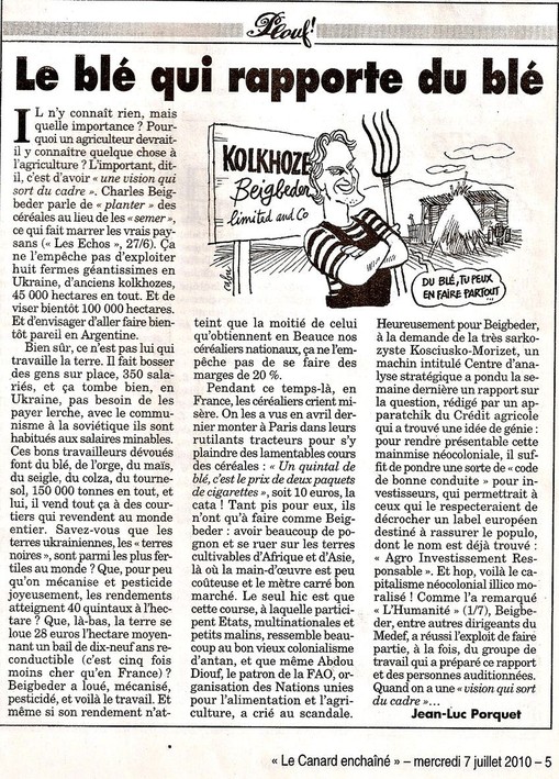 Beigbeder Ukraine Argentine Blé Fils de Famille Spéculateur