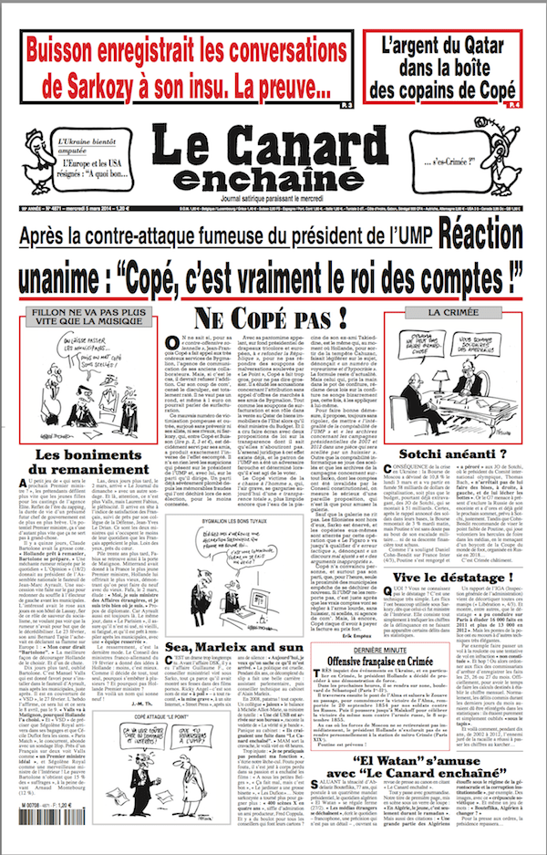 une_canard_05032014-S France Buisson Copé Qatar 